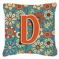 thumbnail image 4 of Carolines Treasures CJ2012-VPW1818 Letter V Flowers Retro Blue Canvas Fabric Decorative Pillow  18H x18W multicolor, 4 of 6