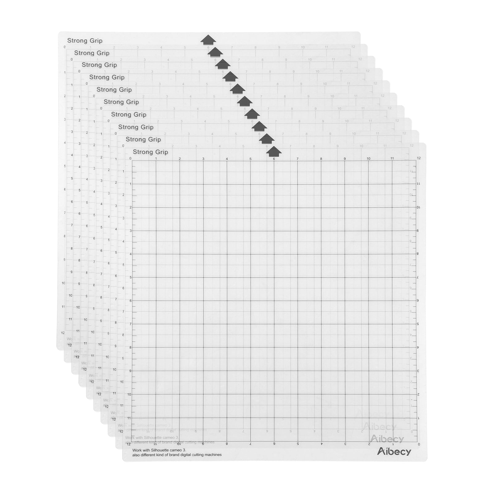 Aibecy Replacement Cutting Mat Standard Grip Adhesive Mat 12-inch by 12-inch Cutting Area with Measuring Grid for Silhouette Cameo Cutting Plotter Machine 