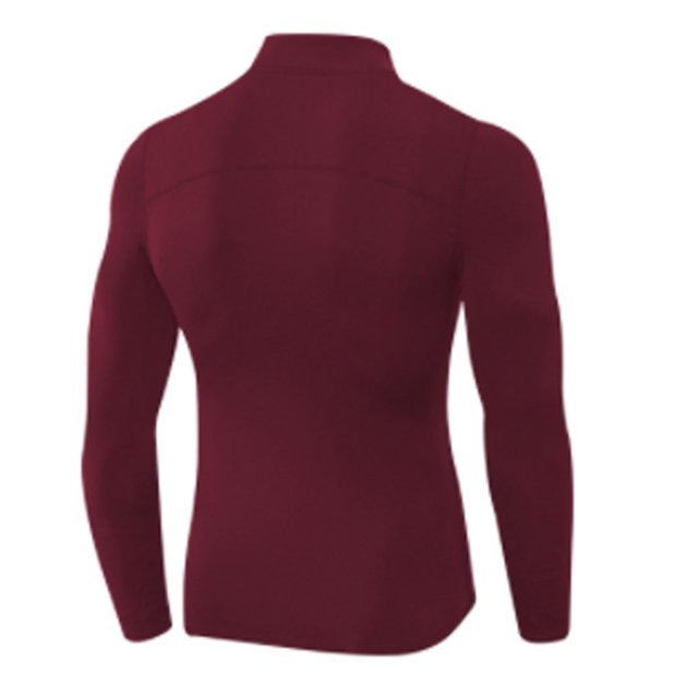 Qarigey Ropa interior térmica para hombre, camisetas deportivas de invierno de alta elasticidad para hombre, jersey largo con cremallera para Camisetas Vino rojo Qarigey AP013564-05