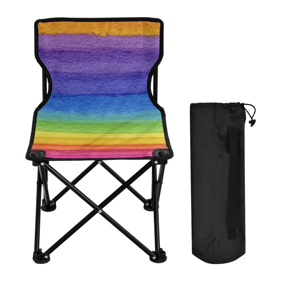 600D Oxford Camping Chair Portable Foldable Chair Supports 220 lbs for Picnic, Fishing, Backpacking Watercolor Rainbow Colors