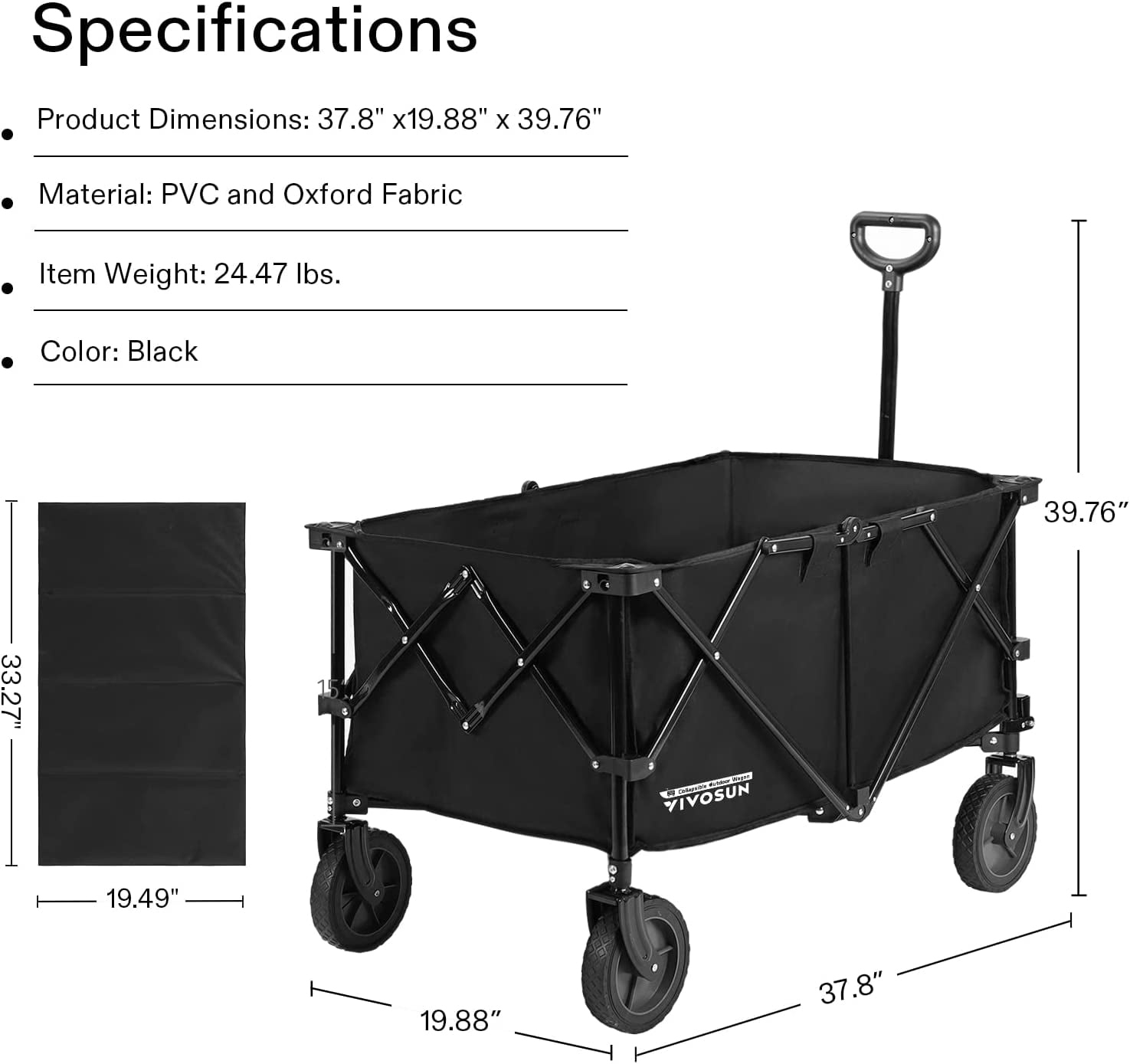 Buy Collapsible Wagon Cart,Outdoor Camping Cart,With Universal Wide