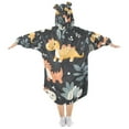thumbnail image 2 of FORMRS Wearable Blanket Hoodie with Sleeves for Kids Cozy Flannel Sweatshirt, Orange Dinosaur, 2 of 7