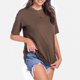 thumbnail image 5 of Camiseta informal holgada lisa para mujer - Manga corta, transpirable, básica para el día a día, 5 of 6