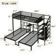 thumbnail image 4 of Generic Triple Bunk Bed with Desk for 3 - Twin XL over Twin & Twin Metal Frame, Built-in Shelves, Space-Saving Noise-Reduced Design, Black Finish​, 4 of 9