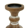 thumbnail image 4 of DecMode Farmhouse Curved Pillar Candle Holders Set of 3, 8", 6", 4"H,Distressed Brown Wood Finish, 4 of 8