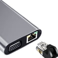 thumbnail image 1 of 4K 30Hz USB C Docking Station Type C to Compatible VGA RJ45 Adapter USB 3.0 HUB Splitter ,Easy to Use, 1 of 6