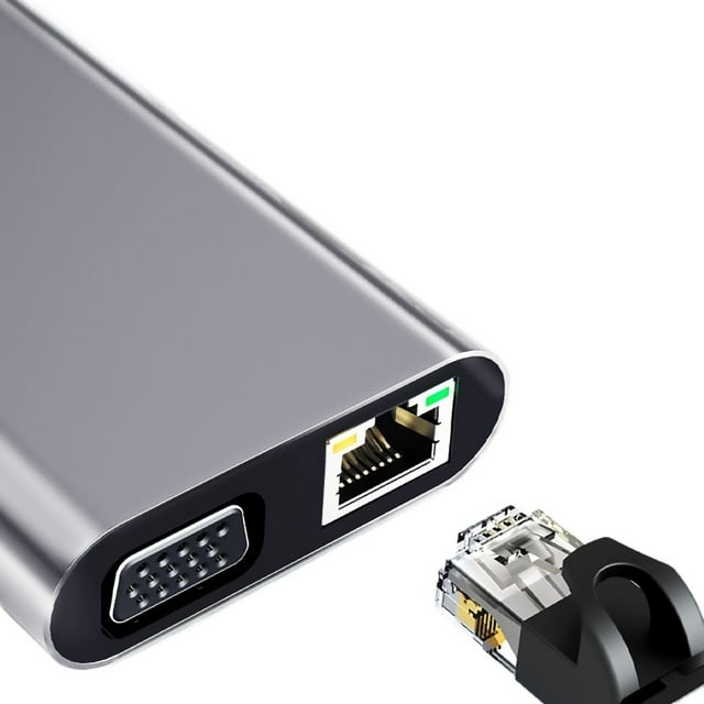 4K 30Hz USB C Docking Station Type C to Compatible VGA RJ45 Adapter USB 3.0 HUB Splitter ,Easy to Use
