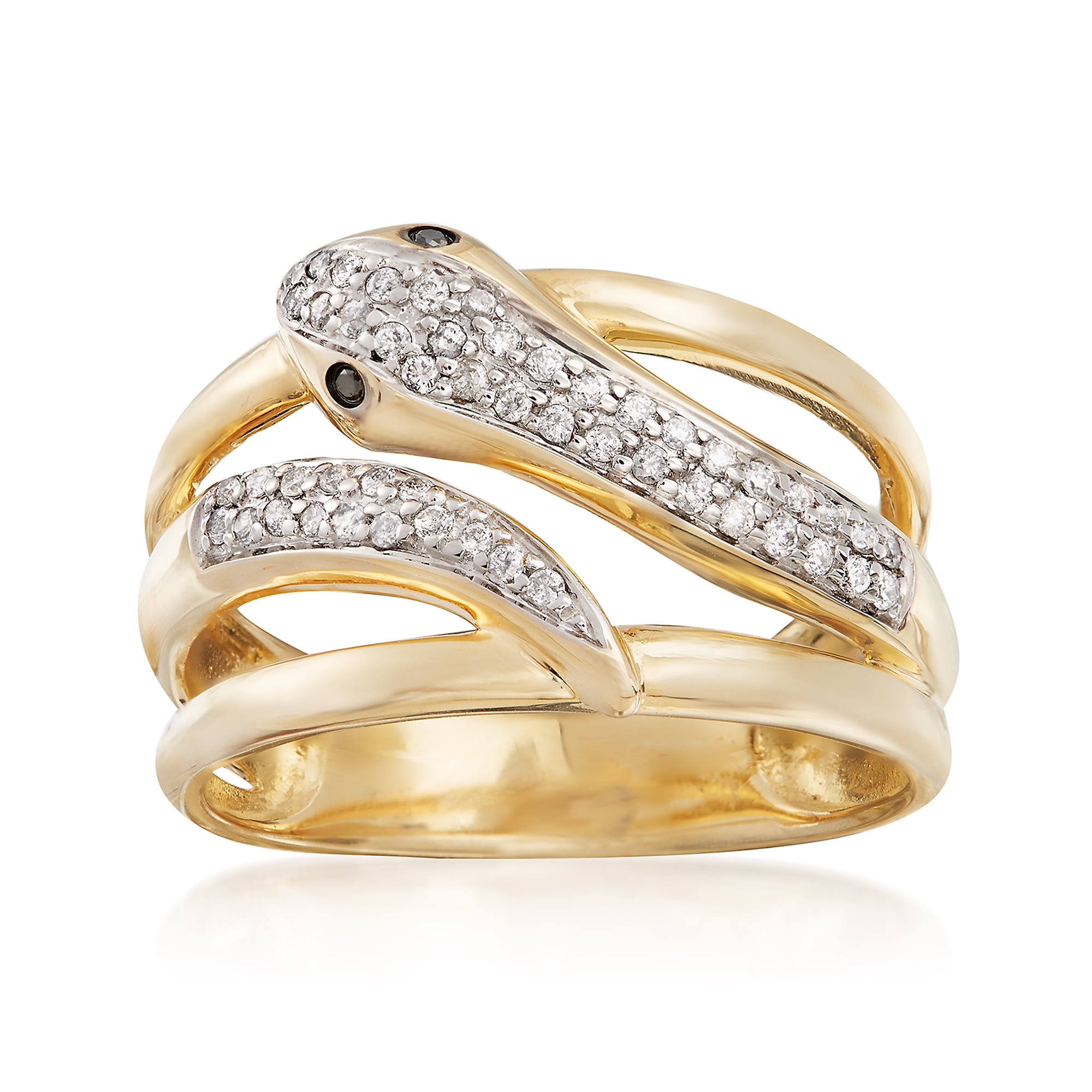 Ross-Simons - Ross-Simons 0.21 Ct. T.w. Diamond Snake Ring In 14kt ...