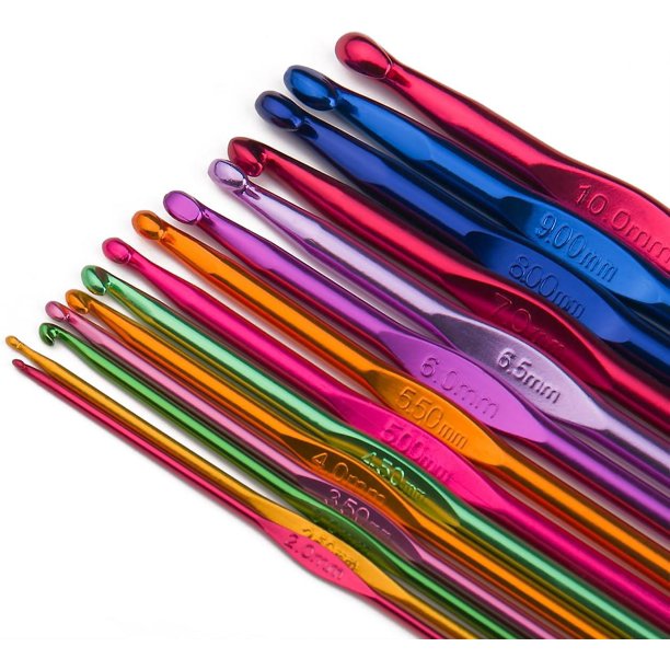 14 Piece Crochet Hook Set Crochet Crochet Hooks Made of Multi-Colored Aluminum