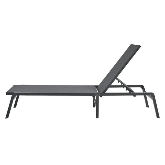 Aluminum Patio Lounge Chair, Outdoor Chaise Lounge, 5-Position Reclining Folding Pool Chair, Adjustable Beach Sun Lounger for Patio, Poolside, Dark Grey