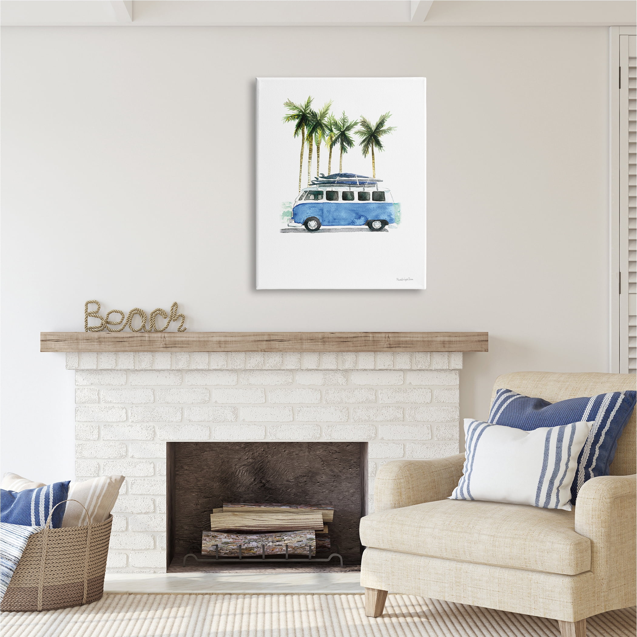 Stupell Industries Summer Minibus Vacation Transportation Painting Gallery Wrapped Canvas Print Wall Art, 30 x 40