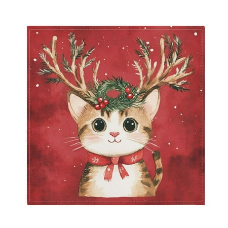 

WOBOGO Watercolor Painting Of A Cute Cat Cloth Napkins 6 Pieces Soft Elegant Touch Durable Absorbent Quick Drying for Elegant Dining