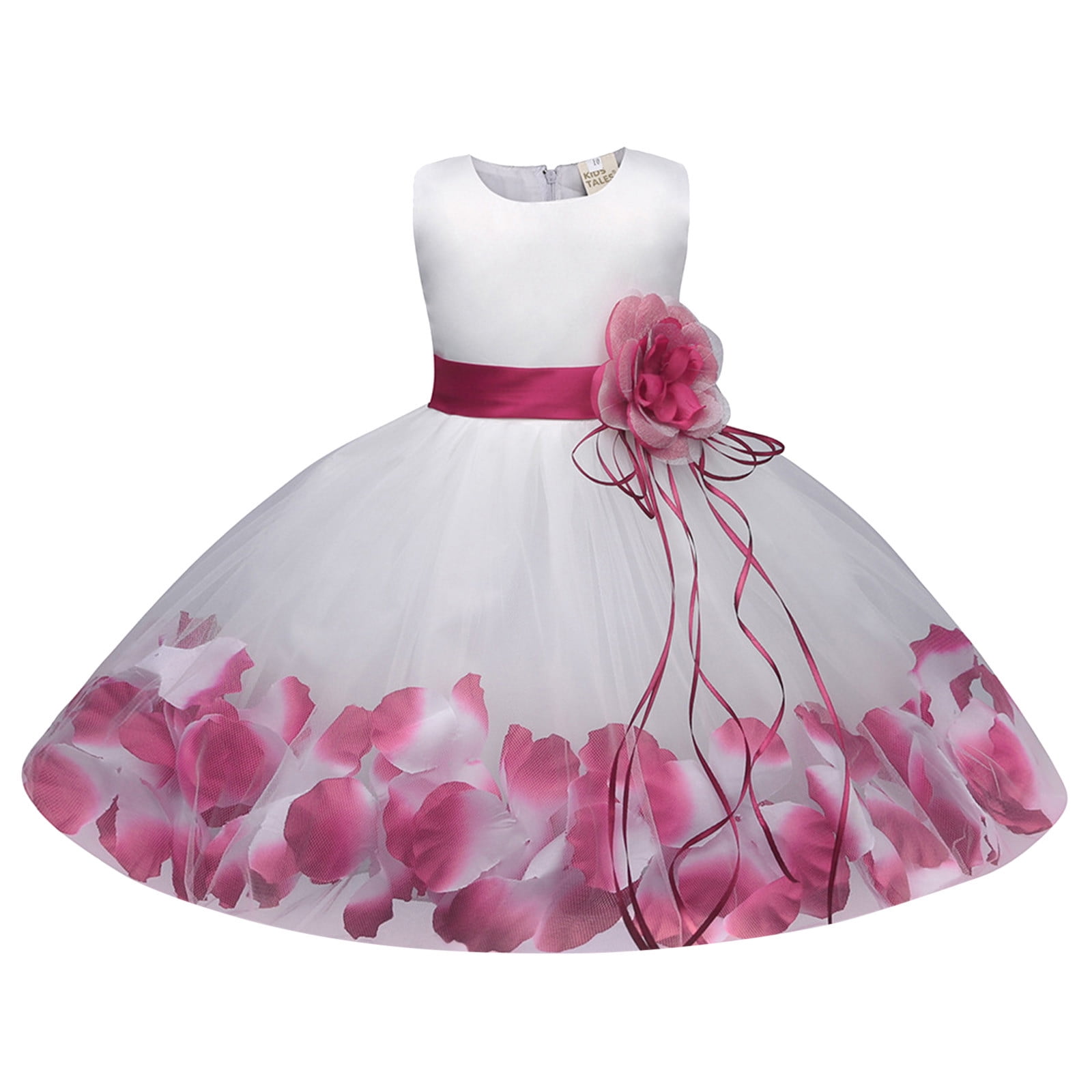 Big Kid Girl Dress Flower Lace Infant Girls Sleeveless Flower Prints Princess Dress Custume Dress Dress Show Dress Newborn Girls Clothes Hot Pink 6 9