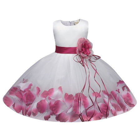

CLZOUD Girls Neutral Dress Hot Pink Cotton Blend Girls Sleeveless Flower Prints Princess Dress Custume Dress Dress Show Dress M