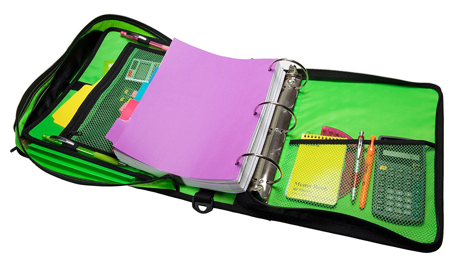 Case-it Mighty Zip Tab 3-Inch Zipper Binder D-146-NEOPNK Neon Pink