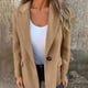 thumbnail image 3 of Women Solid Color Blazer Wool Blend Causal Business Office Open Front Short Jacket Pea Coat Yellow XXL, 3 of 4