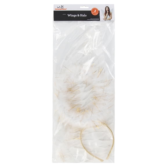Angel Wings and Halo Costume Accessory for Adults, White, 2 Pieces, Halloween by Way To Celebrate