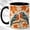 Black, variant on Folk Autumn Birds Coffee Mug, Fall Leaf Mug, Ceramic 11 oz