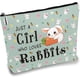 thumbnail image 1 of Bolsa de maquillaje con diseño de conejo, bolsa de lona para cosméticos, polialgodón, multiusos, con cremallera, neceser de viaje, monedero, 1 of 9
