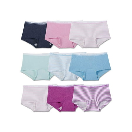 Fruit of the Loom Girls Assorted Heather Boy Short Underwear, 9 Pack Panties (Little Girls & Big Girls)