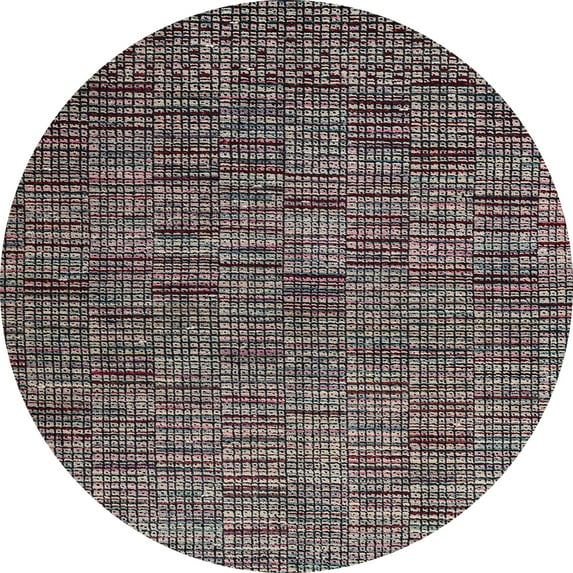 Ahgly Company Machine Washable Indoor Round Abstract Charcoal Black Area Rugs, 7' Round
