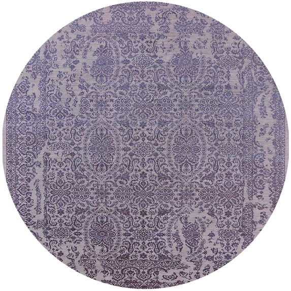 Ahgly Company Indoor Round Mid-Century Modern Purple Oriental Area Rugs, 8' Round
