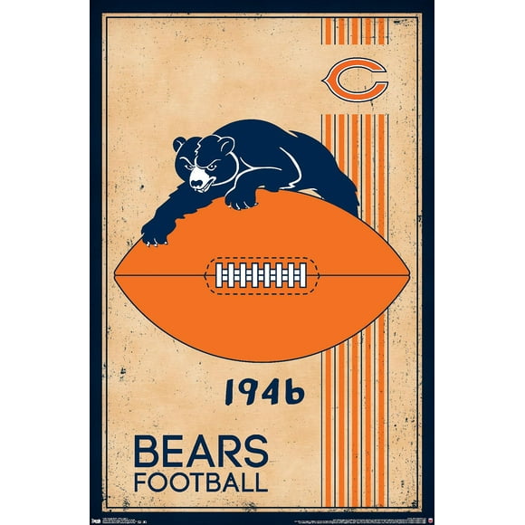 Trends International NFL Chicago Bears - Retro Logo 14 Wall Poster, 14.725" x 22.375", Premium Unframed Version