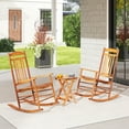 thumbnail image 2 of Gymax 3PCS Patio Poplar Wood Rocking Bistro Set Outdoor Furniture Set for Garden, 2 of 10