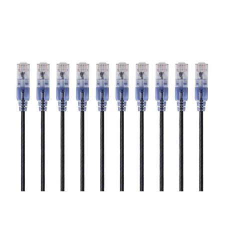 UPC: 0889028032411 | Monoprice SlimRun Cat6A Ethernet Patch Cable – Network Internet Cord – RJ45  550Mhz  UTP  Pure Bare Copper Wire  10G  30AWG  7ft  Black  10-Pack