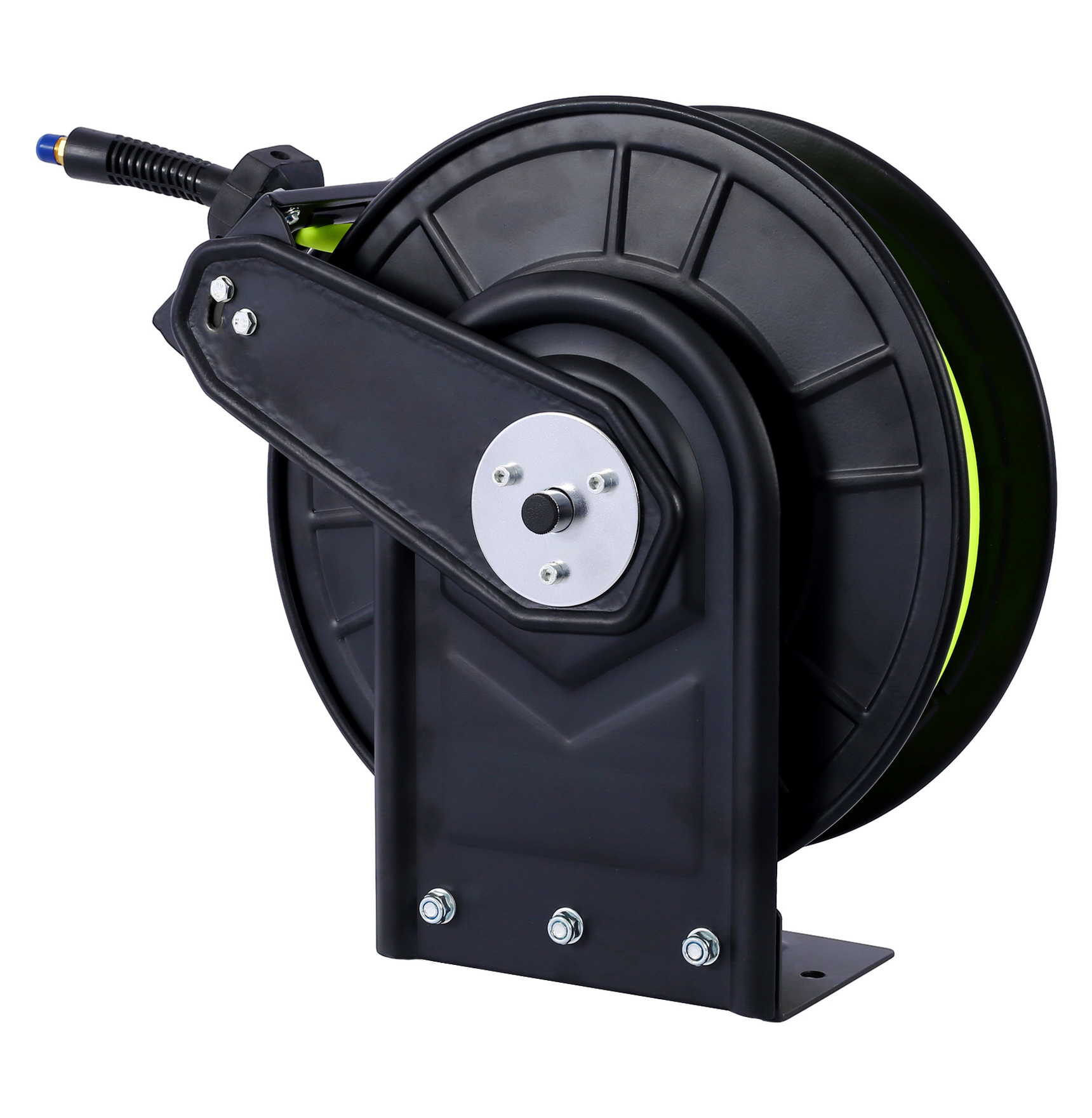 Air Hose Reel 50ft 3/8in, Heavy Duty Steel Auto Rewind, Industrial Rubber Hose 300 PSI