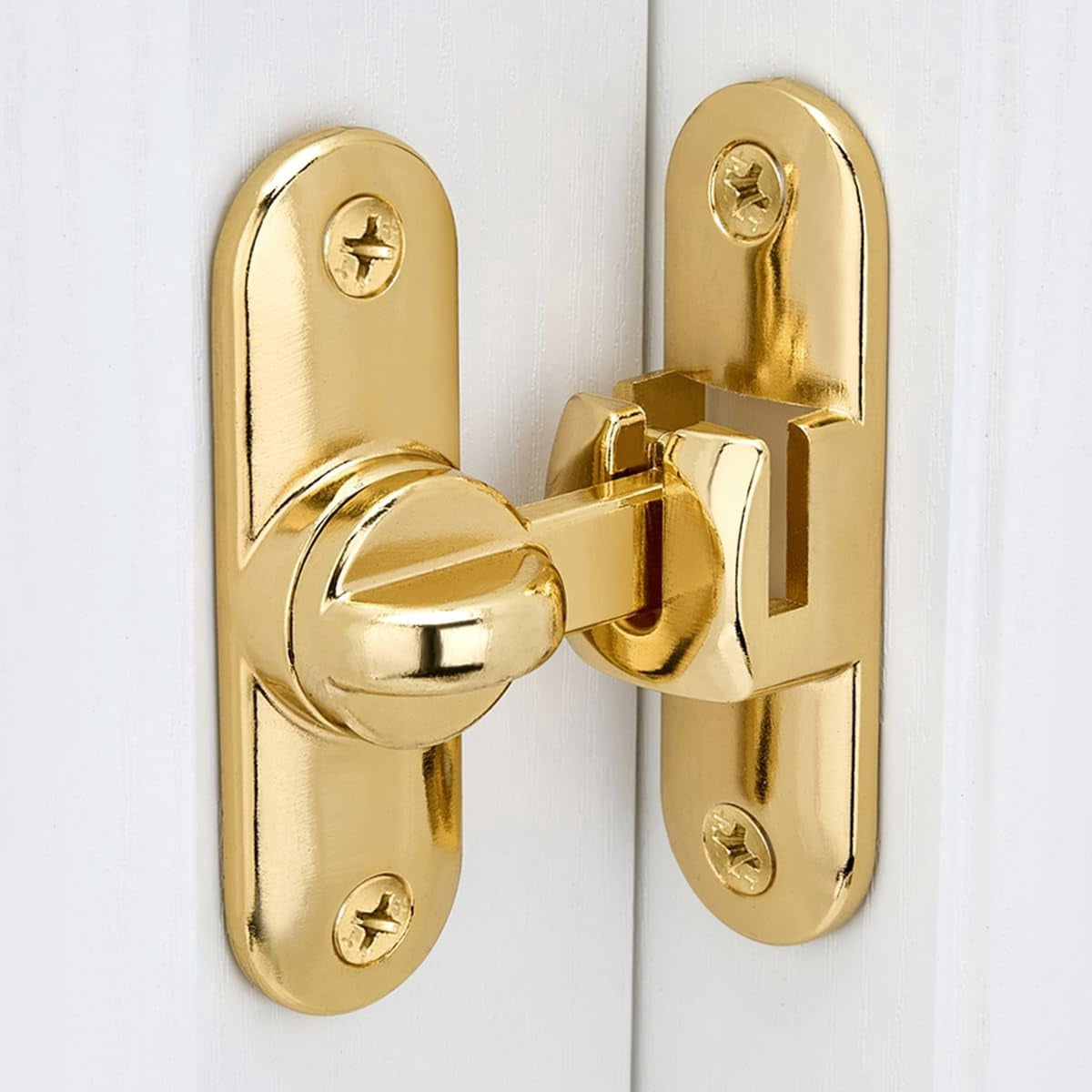 JJEAN-3 Packs Gold Barn Door Latches,90/180 Degree Gate Lock,Flip Gate Latches Hardware,Zinc Alloy Right Angle Door Lock Latch,Door Security Sliding Door Latch Lock for Cabinets,Bathroom