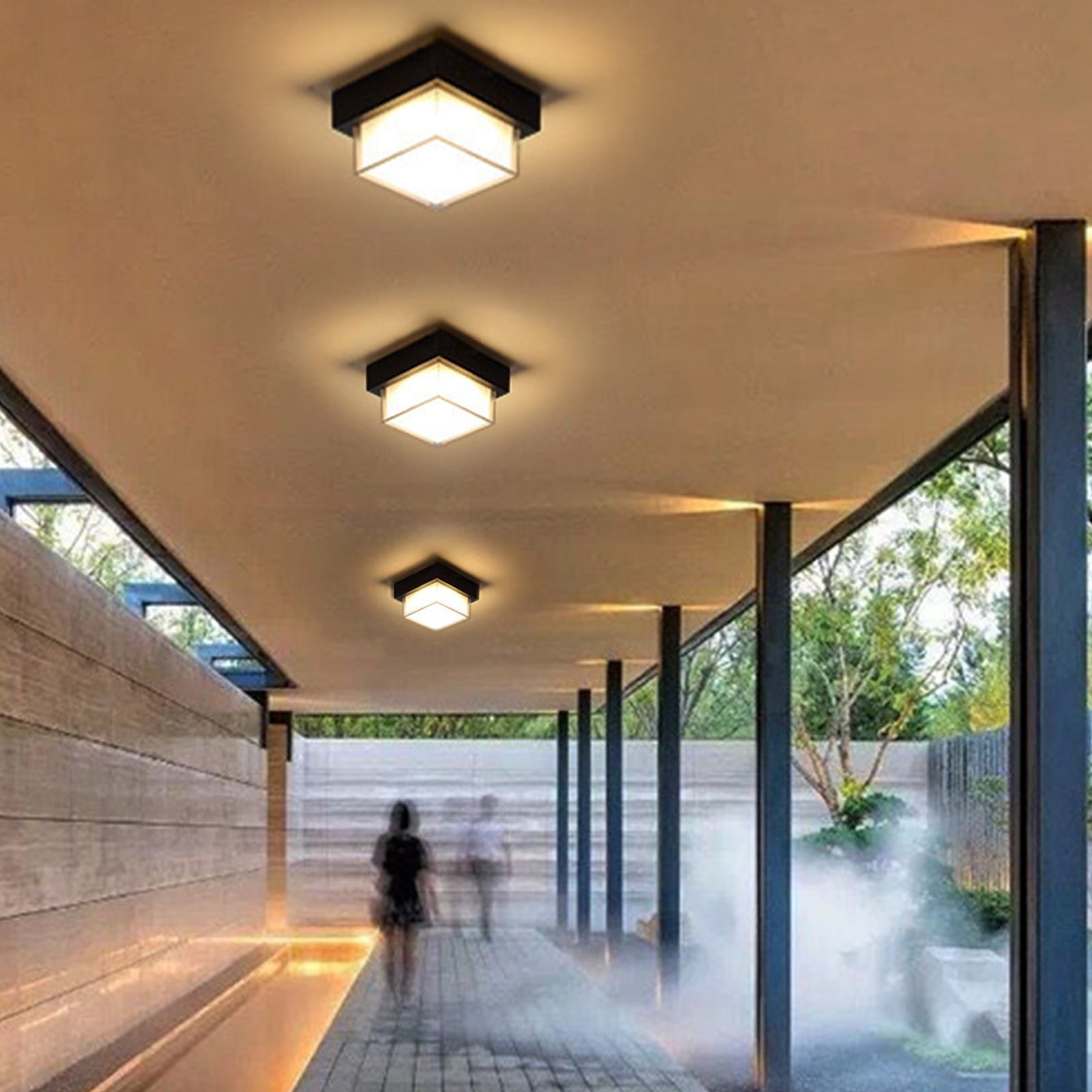 Nsxcdh Outdoor Lighting Waterproof Ceiling Light Modern LED Wall Fixture Balcony Porch Hallway Lamp Easy-Mount Exterior Light Courtyard Entrance Use Gift