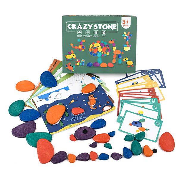 Juego De Bloques De Construcción Coloridos De Madera Juego De Bloques De Construcción Desconcertantes Educativos Para Niños Con 20 Tarjetas Para Niños Mayores De 3 Años Cateissary FN002192-00
