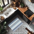 thumbnail image 4 of Vintage Door Mat Medieval Bohemian Blue Geometric Stripe Non Slip Absorbent Entrance Mat Washable Low Profile Indoor Doormat for Front Door Entryway Entry 18"x30", 4 of 9