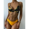 thumbnail image 2 of Zaful for Women Sunflower Print Lace-up Crisscross Bikini Set Black M, 2 of 7