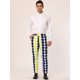 thumbnail image 3 of Pantalones de vestir ajustados con frente plano y bloque de color con estampado geométrico informal para hombre S Amarillo Negro, 3 of 6