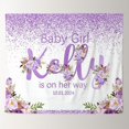 thumbnail image 2 of Custom Purple Glitter Floral Girl Baby Shower Backdrop, 2 of 6