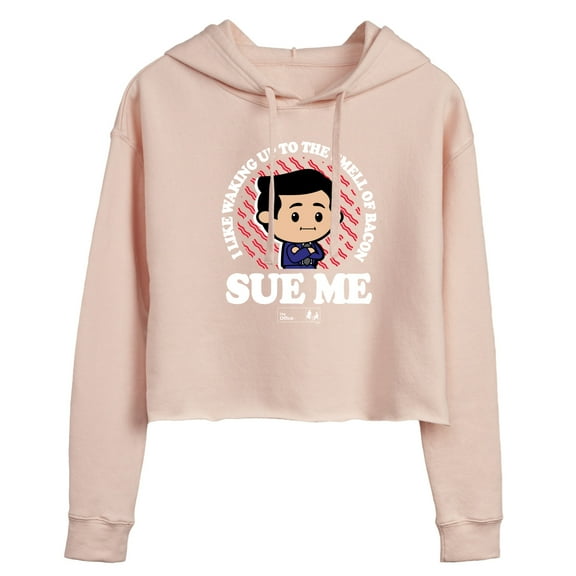 The Office - Bacon Sue Me - Juniors Cropped Pullover Hoodie