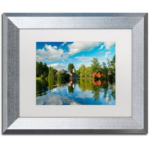 Trademark Fine Art "Old Town Reflection" Canvas Art by Michael Blanchette Photography White Matte, Silver Frame