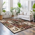 thumbnail image 3 of Area Rugs 2.7'x5', Country Patch Plaid Carpet Runner Indoor Outdoor Rugs Home Decor Aesthetic, Brown Farmhouse Retro Bear Deer Cabin Non Slip Mats Washable Accent Rug for Living Room Bedroom, 3 of 8