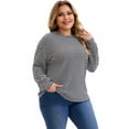 thumbnail image 2 of DARING DIVA Women's Plus Striped Crew Neck Long Sleeve Blouse 2X Black, 2 of 4