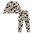 thumbnail image 5 of SCRAWLGOD Pajama Set for Women Long Sleeve 2 Piece Women's Pjs Set Casual Pullover Lounge Sleepwear Fall Crew Neck Loungewear Comfy Top and Pants, Daisy Floral Cow Print Beige Black, S, 5 of 7