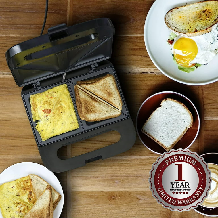 OVENTE Electric Sandwich Maker, Non-Stick Plates, Indicator Lights, Cool  Touch Handle, Cooking Breakfast, Grilled Cheese, Tuna Melts and Snacks