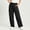 Black, variant on Women's Functional Cargo Pants, Elastic Drawstring Waist, Multi-Pocket Straight Leg Trousers for Street Style Navy L