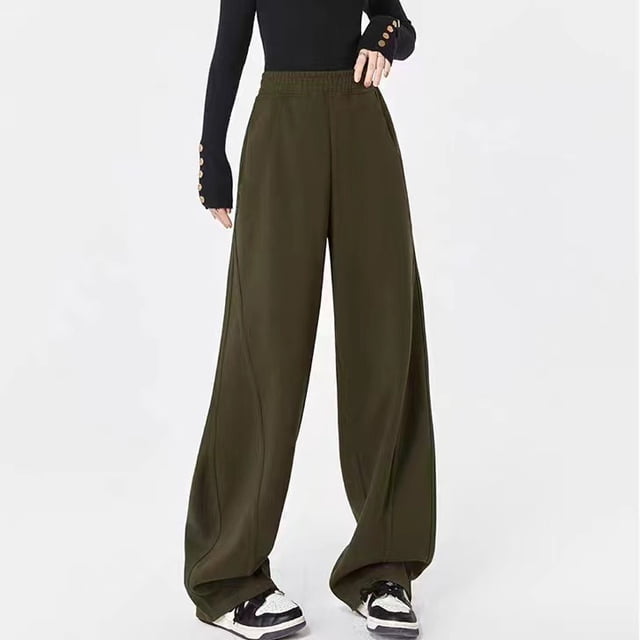 Pantalones deportivos de albaricoque para mujer, pantalones deportivos rectos y sueltos de otoño, pantalones de pierna ancha de marca de moda hip hop, pantalones de baile