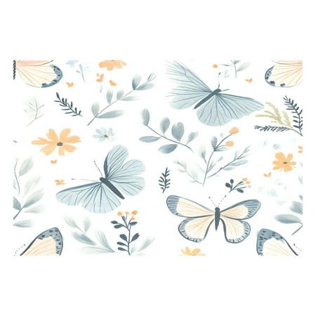 

Ryvnso 1 Piece Placemats Hand Drawn Floral Butterfly Dining Mats Heat-Resistant Non-Slip Washable Table Mat