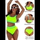 thumbnail image 2 of Conjuntos de Bikini para Mujer, Trajes de Baño Deportivos de Dos Piezas, Trajes de Baño de Corte Alto con Bloques de Color, Verde Fluorescente, Talla S, 2 of 4