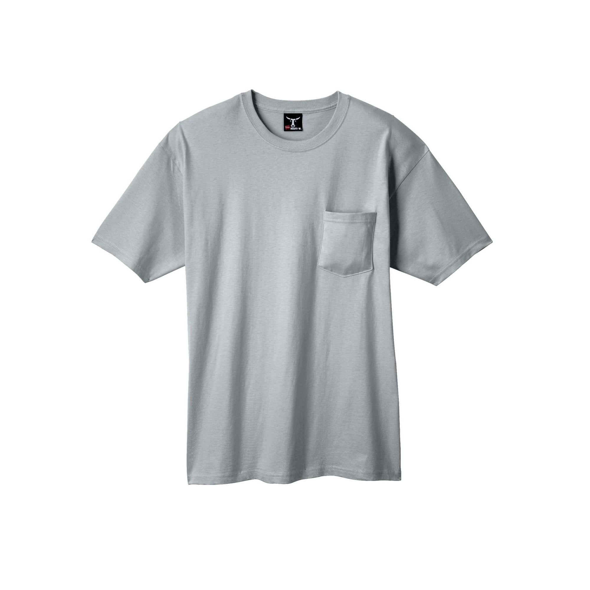 Hanes Beefy-T Men`s Pocket T-Shirt, L, Light Steel | Walmart Canada
