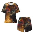 thumbnail image 2 of Yiaed Colorful Bull Western Man Print Short Sleeve Pajama Sets for Women Casual Crew Neck 2 Piece Lounge Sets Women's Short-Sleeved Pajama-X-Large, 2 of 5