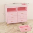 thumbnail image 3 of Towallmark Dressers for Bedroom with 6 Drawers,Changing Table Dresser with Changing Pad,LED Lights & Charging Station,Pink, 3 of 7